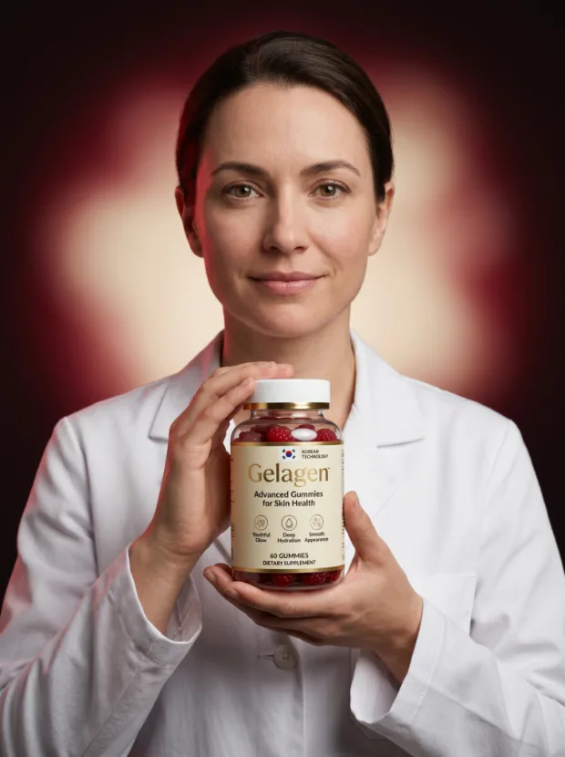 Doctor holding a bottle of Gelagen